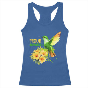 Proud Jamaican Racerback Tank Top Jamaica Flag Hummingbird Hibiscus TS11 Royal Blue Print Your Wear