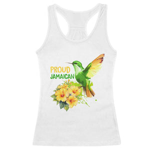 Proud Jamaican Racerback Tank Top Jamaica Flag Hummingbird Hibiscus TS11 White Print Your Wear