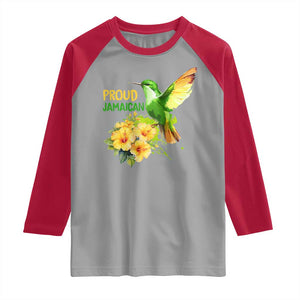 Proud Jamaican Raglan Shirt Jamaica Flag Hummingbird Hibiscus TS11 Sport Gray Red Print Your Wear