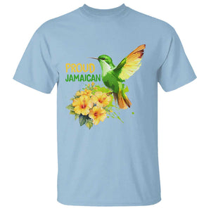 Proud Jamaican T Shirt Jamaica Flag Hummingbird Hibiscus TS11 Light Blue Print Your Wear