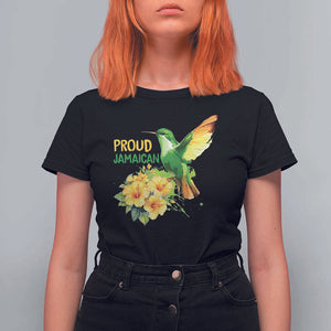 Proud Jamaican T Shirt For Women Jamaica Flag Hummingbird Hibiscus TS11 Black Print Your Wear
