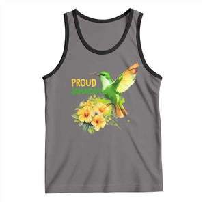 Proud Jamaican Tank Top Jamaica Flag Hummingbird Hibiscus TS11 Deep Heather Black Print Your Wear