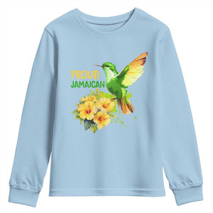 Proud Jamaican Youth Sweatshirt Jamaica Flag Hummingbird Hibiscus TS11 Light Blue Print Your Wear