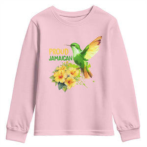 Proud Jamaican Youth Sweatshirt Jamaica Flag Hummingbird Hibiscus TS11 Light Pink Print Your Wear