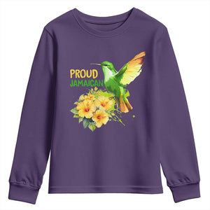 Proud Jamaican Youth Sweatshirt Jamaica Flag Hummingbird Hibiscus TS11 Purple Print Your Wear