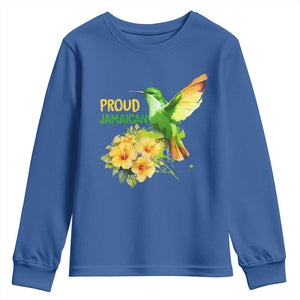 Proud Jamaican Youth Sweatshirt Jamaica Flag Hummingbird Hibiscus TS11 Royal Blue Print Your Wear