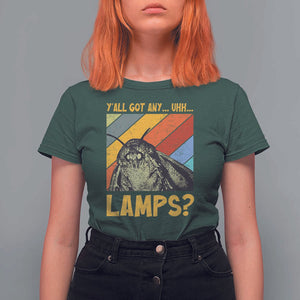 Funny Moth T Shirt For Women Y'all Got Any Lamps Insect Meme TS11 Dark Forest Green Print Your Wear