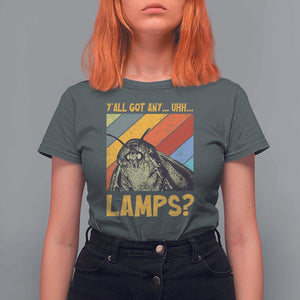 Funny Moth T Shirt For Women Y'all Got Any Lamps Insect Meme TS11 Dark Heather Print Your Wear