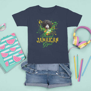 Proud Jamaican Gyal T Shirt For Kid Afro Black Girls Jamaica Flag TS11 Navy Print Your Wear
