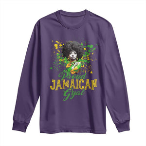 Proud Jamaican Gyal Long Sleeve Shirt Afro Black Girls Jamaica Flag TS11 Purple Print Your Wear