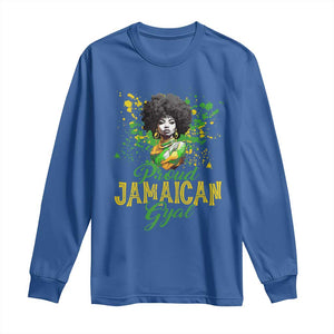 Proud Jamaican Gyal Long Sleeve Shirt Afro Black Girls Jamaica Flag TS11 Royal Blue Print Your Wear