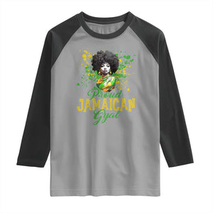 Proud Jamaican Gyal Raglan Shirt Afro Black Girls Jamaica Flag TS11 Sport Gray Black Print Your Wear