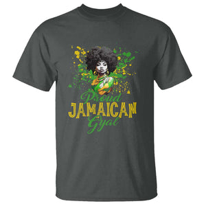 Proud Jamaican Gyal T Shirt Afro Black Girls Jamaica Flag TS11 Dark Heather Print Your Wear