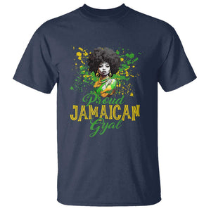 Proud Jamaican Gyal T Shirt Afro Black Girls Jamaica Flag TS11 Navy Print Your Wear