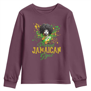 Proud Jamaican Gyal Youth Sweatshirt Afro Black Girls Jamaica Flag TS11 Maroon Print Your Wear