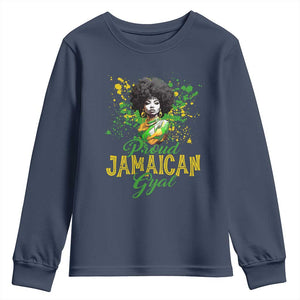Proud Jamaican Gyal Youth Sweatshirt Afro Black Girls Jamaica Flag TS11 Navy Print Your Wear