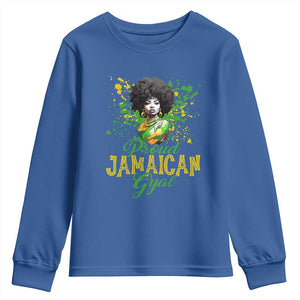 Proud Jamaican Gyal Youth Sweatshirt Afro Black Girls Jamaica Flag TS11 Royal Blue Print Your Wear