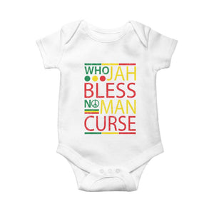 Who Jah Bless No Man Curse Baby Onesie Jamaica Flag Rasta Reggae Roots TS11 White Print Your Wear