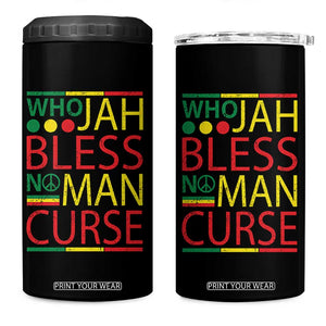 Who Jah Bless No Man Curse 4 in 1 Can Cooler Tumbler Jamaica Flag Rasta Reggae Roots TS11 One Size: 16 oz Black Print Your Wear