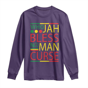 Who Jah Bless No Man Curse Long Sleeve Shirt Jamaica Flag Rasta Reggae Roots TS11 Purple Print Your Wear
