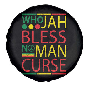 Who Jah Bless No Man Curse Spare Tire Cover Jamaica Flag Rasta Reggae Roots TS11 Print Your Wear