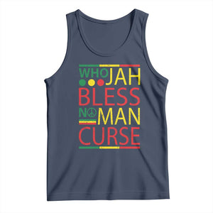 Who Jah Bless No Man Curse Tank Top Jamaica Flag Rasta Reggae Roots TS11 Navy Print Your Wear