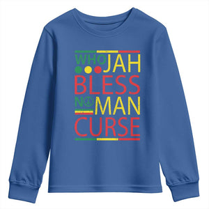 Who Jah Bless No Man Curse Youth Sweatshirt Jamaica Flag Rasta Reggae Roots TS11 Royal Blue Print Your Wear