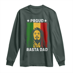 Proud Rasta Dad Long Sleeve Shirt Rastafarian Jamaica Father's Day TS11 Dark Forest Green Print Your Wear