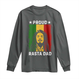 Proud Rasta Dad Long Sleeve Shirt Rastafarian Jamaica Father's Day TS11 Dark Heather Print Your Wear