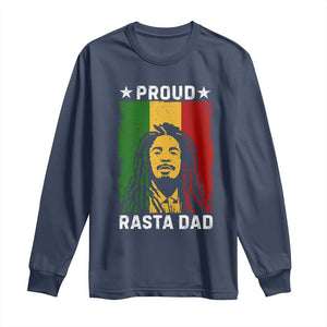 Proud Rasta Dad Long Sleeve Shirt Rastafarian Jamaica Father's Day TS11 Navy Print Your Wear