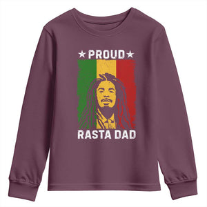 Proud Rasta Dad Youth Sweatshirt Rastafarian Jamaica Father's Day TS11 Maroon Print Your Wear