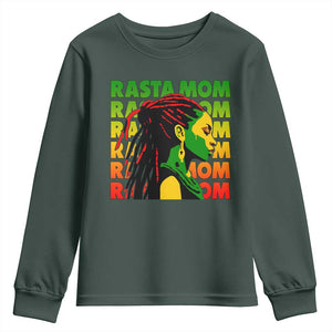 Rasta Mom Youth Sweatshirt Jamaican Black Girls Flag Dreadlocks TS11 Dark Forest Green Print Your Wear
