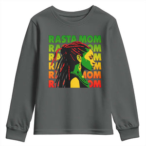 Rasta Mom Youth Sweatshirt Jamaican Black Girls Flag Dreadlocks TS11 Dark Heather Print Your Wear