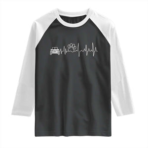 4x4 Off Road Car Riding Vintage Pet Paw Heartbeat Raglan Shirt TS11 Black White Print Your Wear