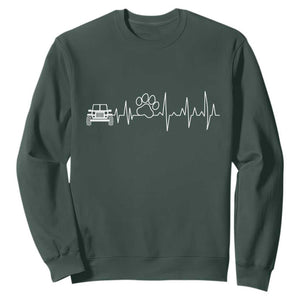 4x4 Off Road Car Riding Vintage Pet Paw Heartbeat Sweatshirt TS11 Dark Forest Green Print Your Wear