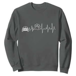 4x4 Off Road Car Riding Vintage Pet Paw Heartbeat Sweatshirt TS11 Dark Heather Print Your Wear