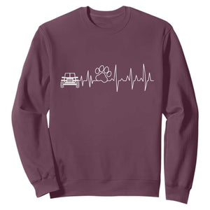 4x4 Off Road Car Riding Vintage Pet Paw Heartbeat Sweatshirt TS11 Maroon Print Your Wear