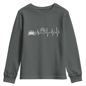 4x4 Off Road Car Riding Vintage Pet Paw Heartbeat Youth Sweatshirt TS11 Dark Heather Print Your Wear