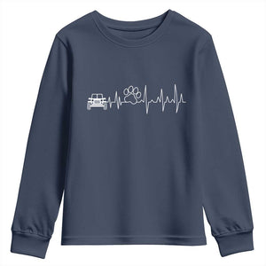 4x4 Off Road Car Riding Vintage Pet Paw Heartbeat Youth Sweatshirt TS11 Navy Print Your Wear
