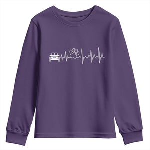 4x4 Off Road Car Riding Vintage Pet Paw Heartbeat Youth Sweatshirt TS11 Purple Print Your Wear