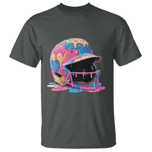 Funny Baseball Helmet Ice Cream Baseball Drip T Shirt TS11 Dark Heather Print Your Wear