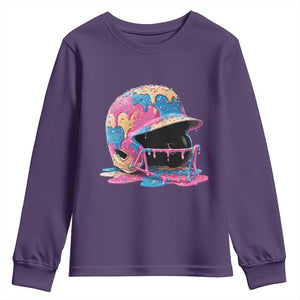 Funny Baseball Helmet Ice Cream Baseball Drip Youth Sweatshirt TS11 Purple Print Your Wear