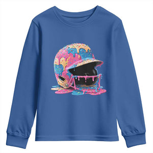 Funny Baseball Helmet Ice Cream Baseball Drip Youth Sweatshirt TS11 Royal Blue Print Your Wear