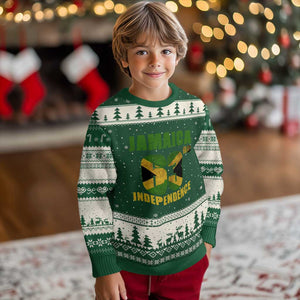 Jamaica 63rd Independence Ugly Christmas Sweater Jamaican Pride TS11 Forest Green Beige Print Your Wear