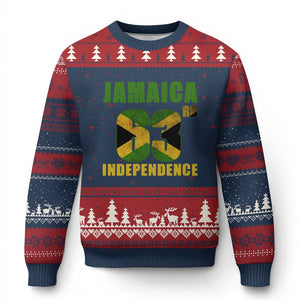 Jamaica 63rd Independence Ugly Christmas Sweater Jamaican Pride TS11 Navy Red Print Your Wear