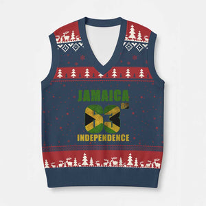 Jamaica 63rd Independence V-Neck Knit Sweater Vest Jamaican Pride TS11 Navy Red Print Your Wear