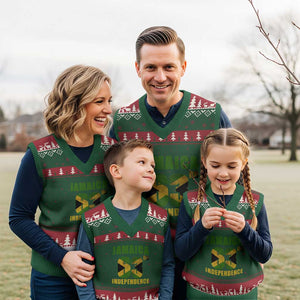 Jamaica 63rd Independence V-Neck Knit Sweater Vest Jamaican Pride TS11 Red Green Print Your Wear