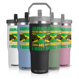 Funny Jamaica Is Calling And I Must Go Flip Straw Tumbler Jamaican Flag Travel TS11 Print Your Wear
