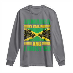 Funny Jamaica Is Calling And I Must Go Long Sleeve Shirt Jamaican Flag Travel TS11 Charcoal Print Your Wear