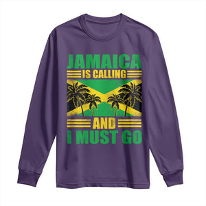 Funny Jamaica Is Calling And I Must Go Long Sleeve Shirt Jamaican Flag Travel TS11 Purple Print Your Wear